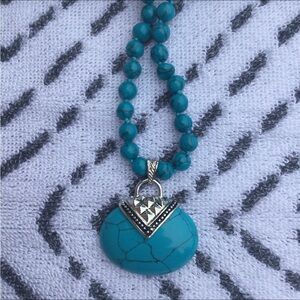 Blue Howlite Necklace and Pendants Set with 2 Bracelets
